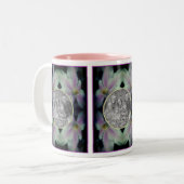 Clematis bloemblaadjes Abstract Voeg je foto toe Tweekleurige Koffiemok (Voorkant links)