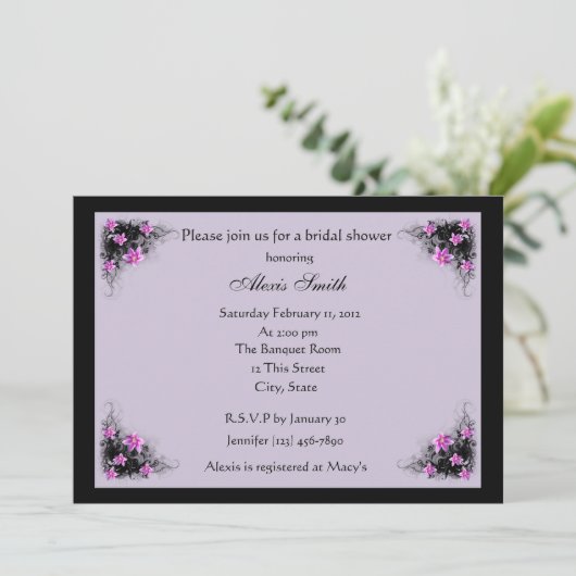 Clematis bloemen bruid doucheverzoek kaart (Staand voorkant)