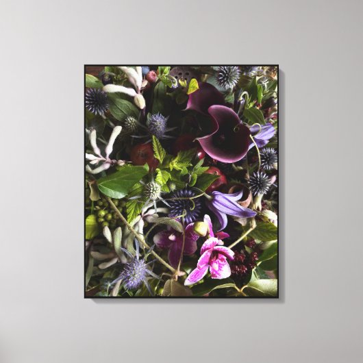 Clematis & Blue Floral Botanical Canvas Art Afdruk (Voorkant)