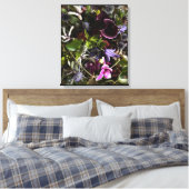 Clematis & Blue Floral Botanical Canvas Art Afdruk (Insitu (Slaapkamer))