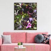 Clematis & Blue Floral Botanical Canvas Art Afdruk (Insitu (Woonkamer))