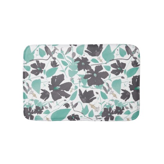 Clematis Chocolate Mint Floral Pattern Badmat (Voorkant)