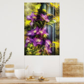 Clematis - Clematis & Lamp Poster (Keuken)