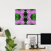 Clematis en Oregano, roze bloemen, groen botanisch Poster (Thuiskantoor)