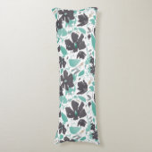 Clematis Floral Grey Blauwgroen Waterverf Lichaamskussen (Voorkant Verticaal)