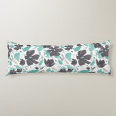 Clematis Floral Grey Blauwgroen Waterverf Lichaamskussen (Voorkant)