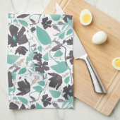 Clematis Floral Mint Chocolate Pattern Theedoek (Quarter Fold)