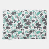 Clematis Floral Mint Chocolate Pattern Theedoek (Horizontaal)