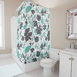 Clematis Floral Mint Pattern Douchegordijn