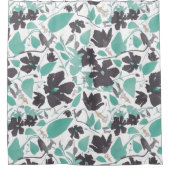 Clematis Floral Mint Pattern Douchegordijn (Voorkant)