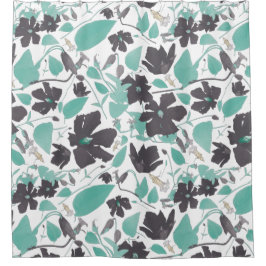 Clematis Floral Mint Pattern Douchegordijn