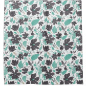 Clematis Floral Pattern Chocolate Mint Douchegordijn (Voorkant)