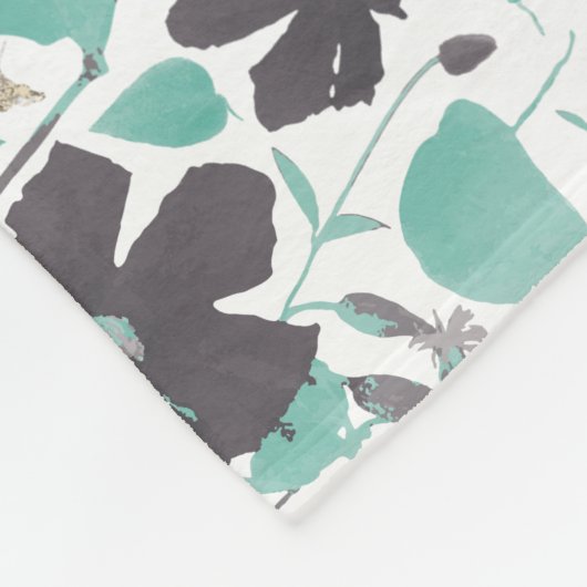 Clematis Floral Pattern Chocolate Mint Fleece Deken (Hoek)