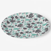 Clematis Floral Pattern Mint Chocolate Papieren Bordje (Gekanteld)