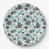 Clematis Floral Pattern Mint Chocolate Papieren Bordje (Voorkant)