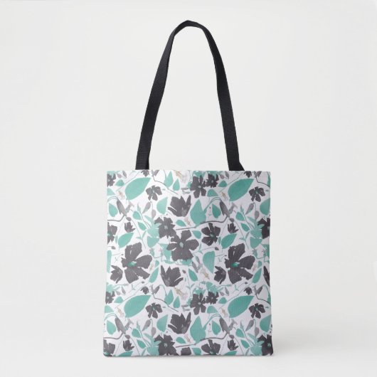 Clematis Flowers Blauwgroen Botanische Bloemen Tote Bag (Voorkant)