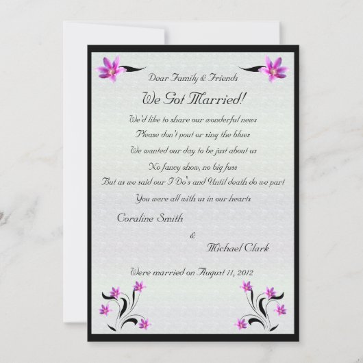 Clematis Flowers op Stoney Path Elopement 2 Aankondiging (Voorkant)