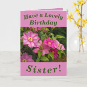 Clematis Flowers Verjaardag Kaart voor zus (Gele Bloem)