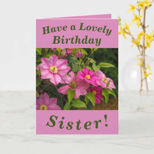 Clematis Flowers Verjaardag Kaart voor zus (Gele Bloem)