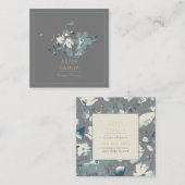 Clematis Geel Geel Grijze Gekleurde Waterverf Bloe Vierkante Visitekaartje (Voorkant / Achterkant)