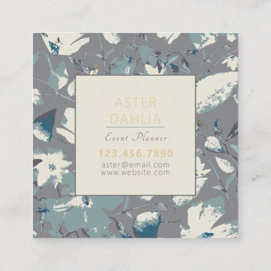 Clematis Geel Geel Grijze Gekleurde Waterverf Bloe Vierkante Visitekaartje (Achterkant)