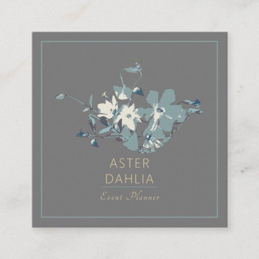 Clematis Geel Geel Grijze Gekleurde Waterverf Bloe Vierkante Visitekaartje (Voorkant)