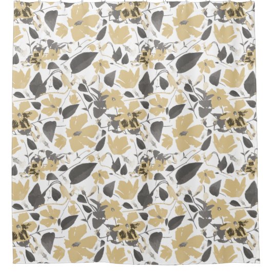 Clematis Geel Grijs Bloemen van de Bloemrijke Wate Douchegordijn (Voorkant)