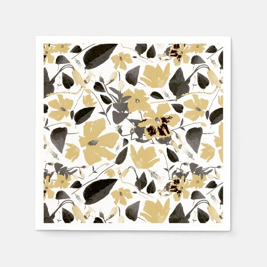 Clematis Geel Grijs Botanische Waterverf Servet