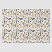 Clematis Geel Grijs Gekleurde Waterverf Floral Tissuepapier (Voorkant)