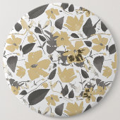 Clematis Geel Grijs Waterverf Bloemen Ronde Button 6,0 Cm (Voorkant)