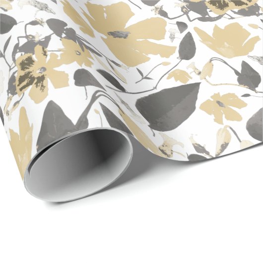 Clematis Geel Waterverf Bloemen Cadeaupapier (Rol Hoek)