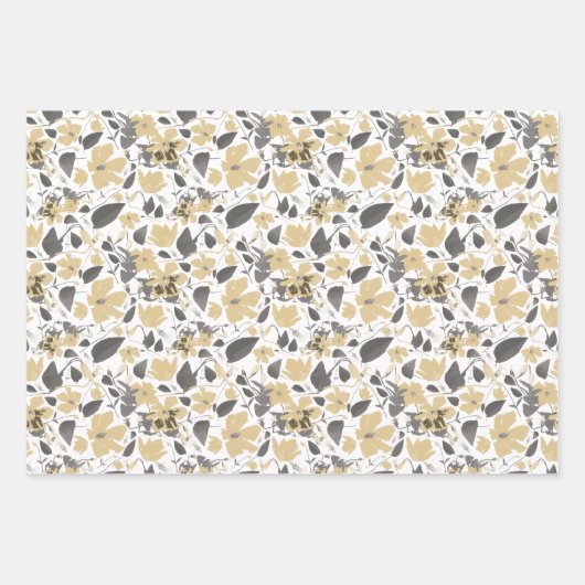 Clematis Geel Waterverf Bloemen Inpakpapier Vel (Voorkant 3)