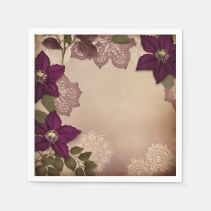 Clematis in de kleur van oude pruimen servet