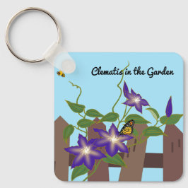 Clematis in de tuin sleutelhanger