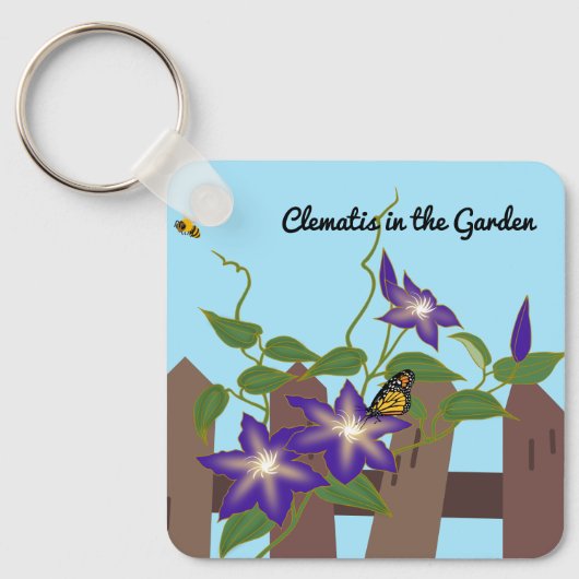Clematis in de tuin sleutelhanger (Voorkant)