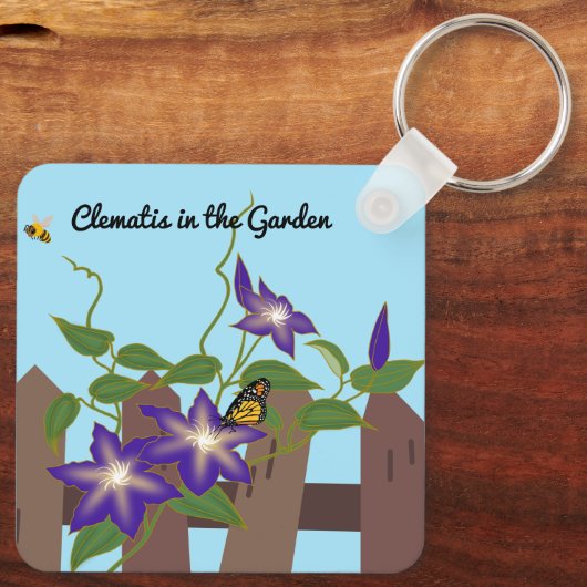 Clematis in de tuin sleutelhanger (Achterkant)