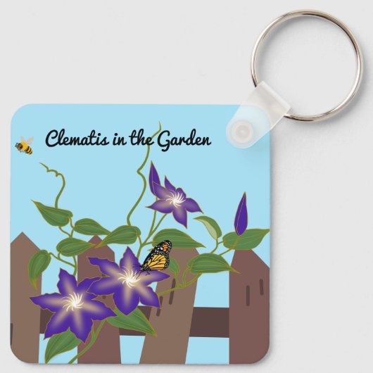 Clematis in de tuin sleutelhanger (Achterkant)