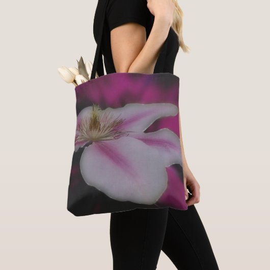 Clematis in roze bloemblad tote bag (Dichtbij)
