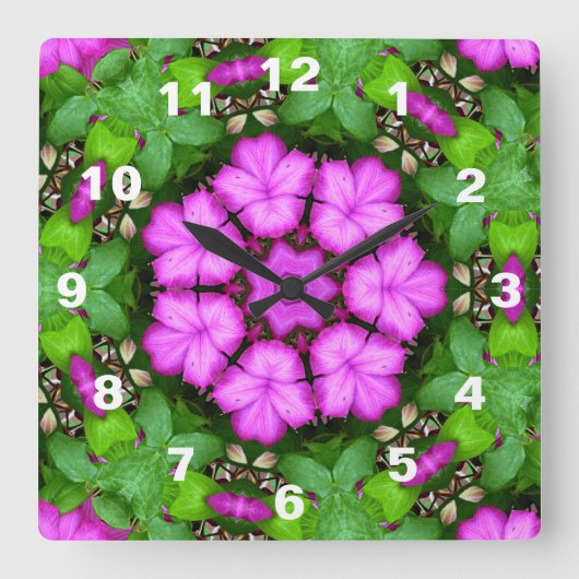 Clematis Kaleidoscoop Vierkante Klok (Voorkant)