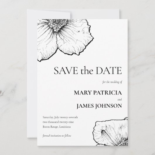 Clematis Lijntekening Formeel 🌸 Bloemendecor Mode Save The Date (Voorkant)