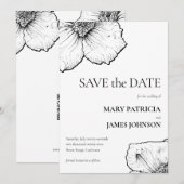 Clematis Lijntekening Formeel 🌸 Bloemig Modern Save The Date (Voorkant / Achterkant)