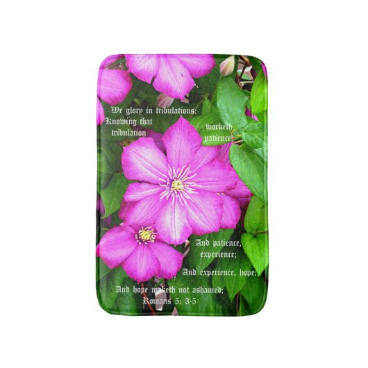 Clematis met Romeinen 5:3-5 Badmat (Voorkant Verticaal)