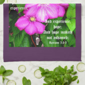 Clematis met Romeinen 5:3-5 Theedoek (Gevouwen)