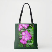 Clematis met Romeinen 5:3-5 Tote Bag (Voorkant)