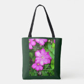 Clematis met Romeinen 5:3-5 Tote Bag (Achterkant)