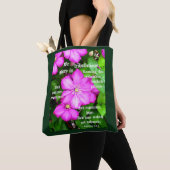 Clematis met Romeinen 5:3-5 Tote Bag (Dichtbij)