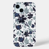 Clematis Navy Grey Bloemen Waterverf Patroon Case-Mate iPhone Case (Achterkant)