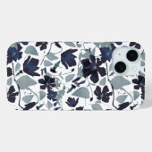 Clematis Navy Grey Bloemen Waterverf Patroon Case-Mate iPhone Case (Achterkant (horizontaal))