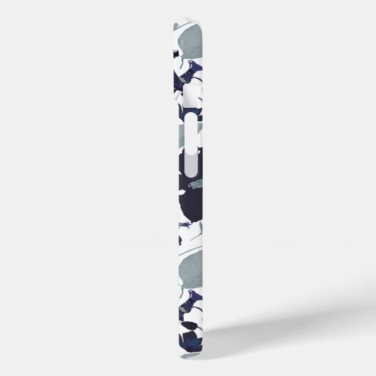 Clematis Navy Grey Bloemen Waterverf Patroon Case-Mate iPhone Case (Achterkant / Links)