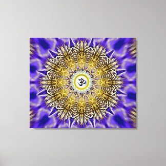 Clematis Om Mandala Stretched Canvas Print
